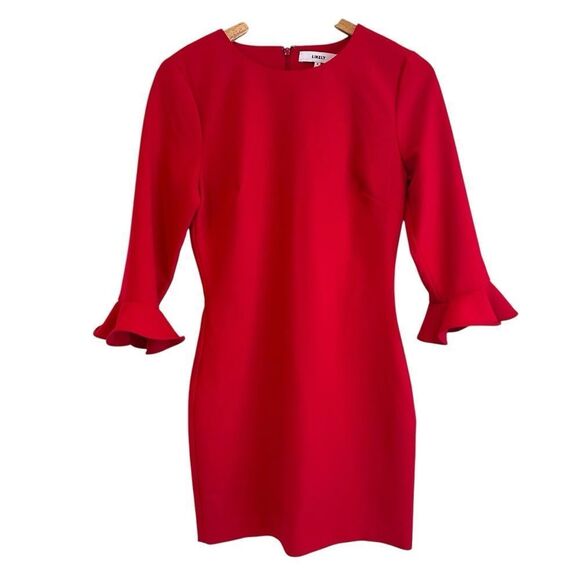 Likley Scarlet Red Bedford 3/4 Sleeve Sheath Dress Size 8 - Picture 3 of 9